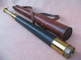 Single draw 19th century Naval telescope with case